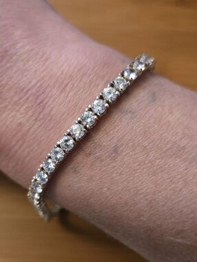 VINTAGE 925 CZ TENNIS BRACELET SIGNED "SETA"
